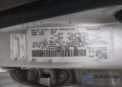 1997 Toyota 4Runner Sr5 V6 z USA, uszkodzony, nr VIN JT3HN86R8V0087814